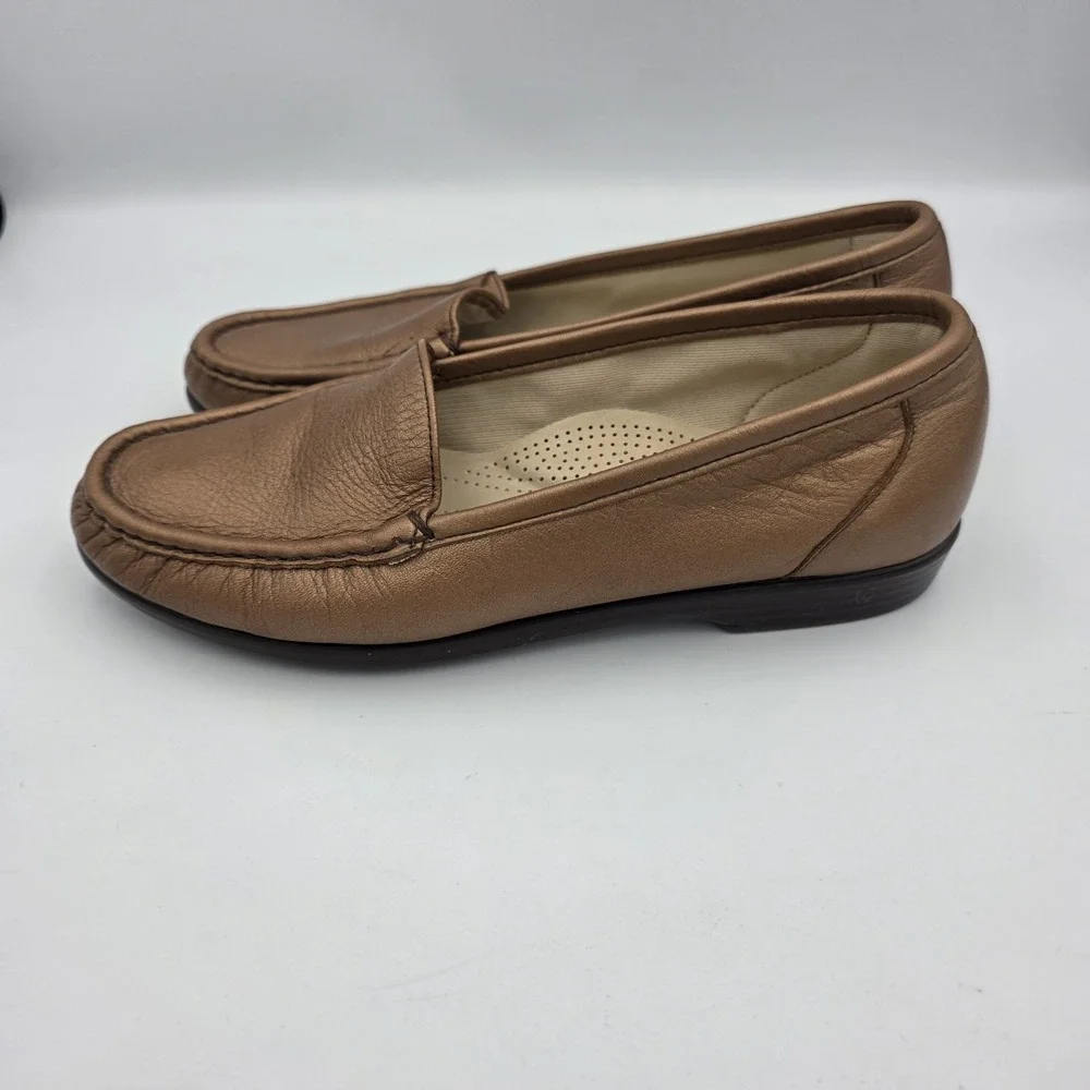 SAS Tripad Comfort Womens SlipOn‎ Loafers Bronze Leather Soft Step Size 8 NARROW